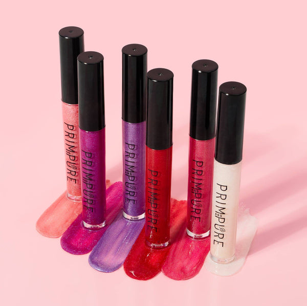 Pure Vegan Lip Glosses: 5 Pack Boxed Set - Baby Pink, Strawberry Pink, Fuchsia, Red, Winter Sparkle