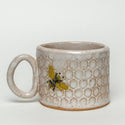 Bee Pattern Handmade Ceramic White 8oz Mug