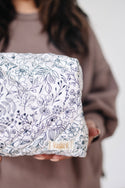 Quilted Makeup Bag for Women | Self Standing Toiletry Organizer Pouch | Large Collapsible Travel Bag | Cute Gift for Her: 7 white hydrangea
