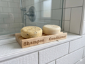 6" Shampoo & Conditioner natural wood soap dish
