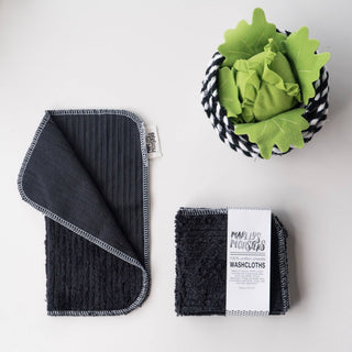 Washcloths: Cotton Chenille - 4 Count Set - Case of 6: Black