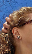 Rustic Studs Birch Bark Inlay Handcrafted Nature | Steel: Silver