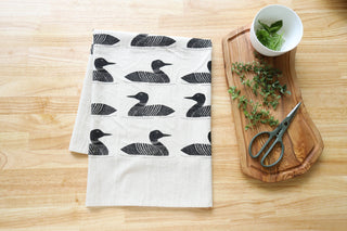 Common Loon Kitchen Towel –Hand Printed Loon Towel