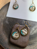 Bronze Birch Bark & Turquoise Dangle Earrings Nature