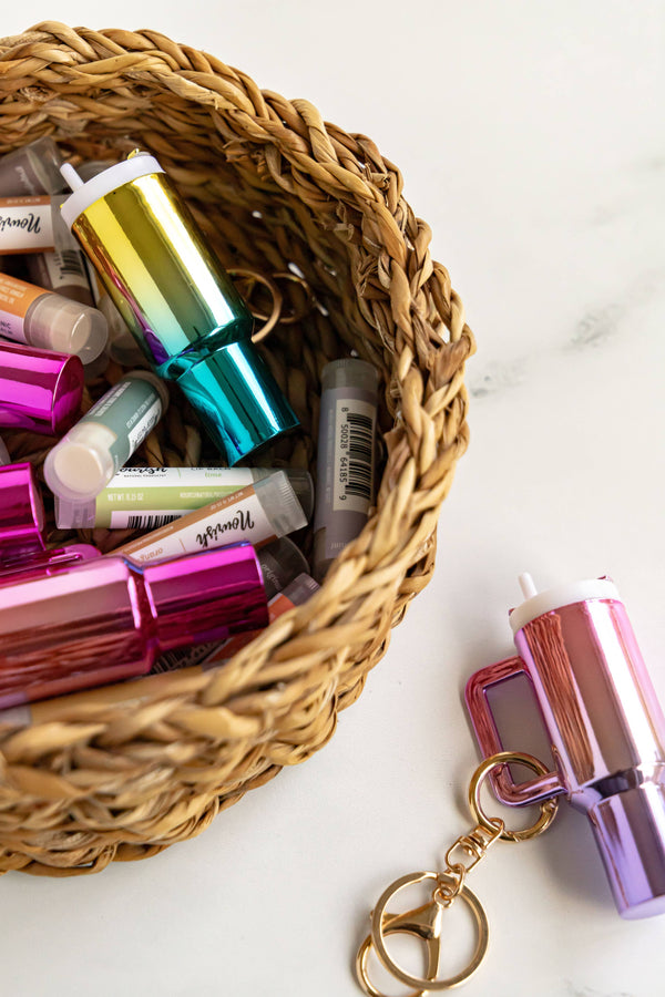Mini Stanley-like Tumbler Cup Keychain Holder with Lip Balm