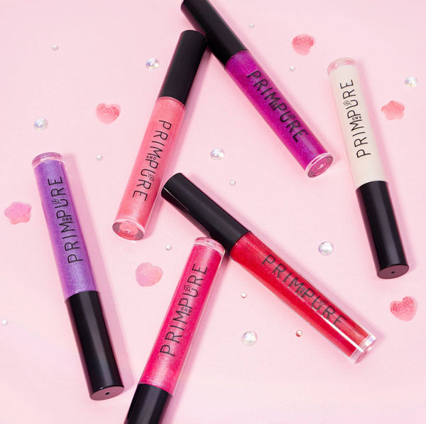 Pure Vegan Lip Glosses: 5 Pack Boxed Set - Baby Pink, Strawberry Pink, Fuchsia, Red, Winter Sparkle