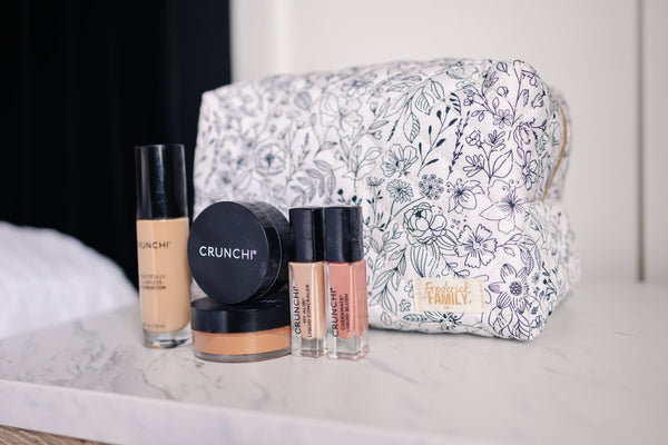 Quilted Makeup Bag for Women | Self Standing Toiletry Organizer Pouch | Large Collapsible Travel Bag | Cute Gift for Her: 7 white hydrangea