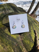 Stainless Steel Turquoise Birch Bark Dangle Earrings Nature