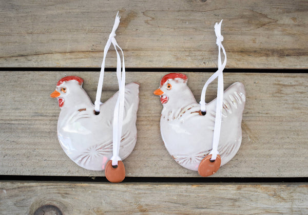 Chicken & Egg Ornament: White