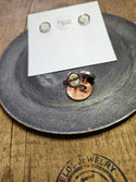 Rustic Studs Birch Bark Inlay Handcrafted Nature | Steel: Silver