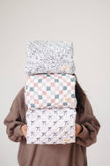 Quilted Makeup Bag for Women | Self Standing Toiletry Organizer Pouch | Large Collapsible Travel Bag | Cute Gift for Her: 7 white hydrangea
