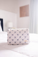 Quilted Makeup Bag for Women | Self Standing Toiletry Organizer Pouch | Large Collapsible Travel Bag | Cute Gift for Her: 7 white hydrangea