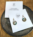 Bronze Birch Bark & Turquoise Dangle Earrings Nature