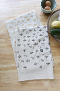 Bee Kitchen Towel, Handprinted Nature Inspired Tea Towel