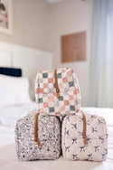 Quilted Makeup Bag for Women | Self Standing Toiletry Organizer Pouch | Large Collapsible Travel Bag | Cute Gift for Her: 7 white hydrangea