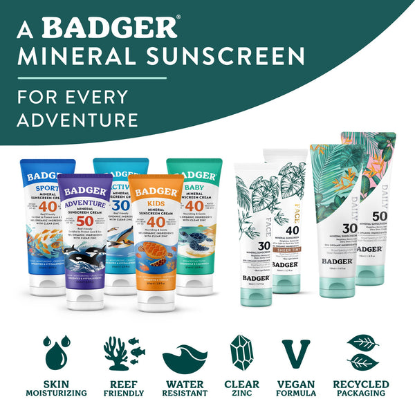 Badger Mineral Daily Sunscreen SPF 30, with Zinc Oxide: 4 fl oz tube