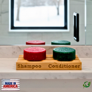 6" Shampoo & Conditioner natural wood soap dish