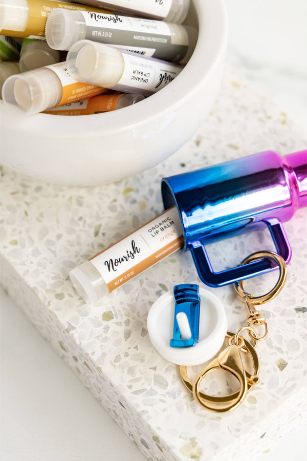 Mini Stanley-like Tumbler Cup Keychain Holder with Lip Balm