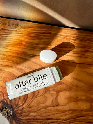 After bite soothing balm for bug bites and irritated skin. .15oz tube, green balm, all natural. 