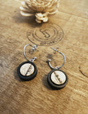 Fun Dangle Earrings | Birch Bark | Wood Hoop Post | Nature : Brown
