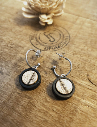 Fun Dangle Earrings | Birch Bark | Wood Hoop Post | Nature : Brown