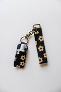 Chapstick Holder Keychain, Lip Balm & Stick Holder Keychain: 39 black beige daisy