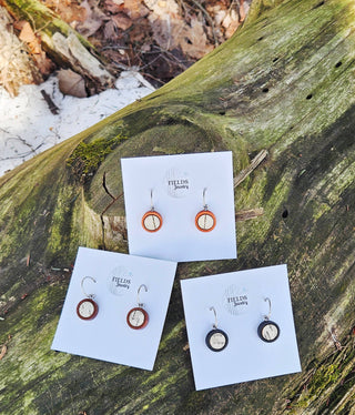 Fun Dangle Earrings | Birch Bark | Wood Hoop Post | Nature : Brown