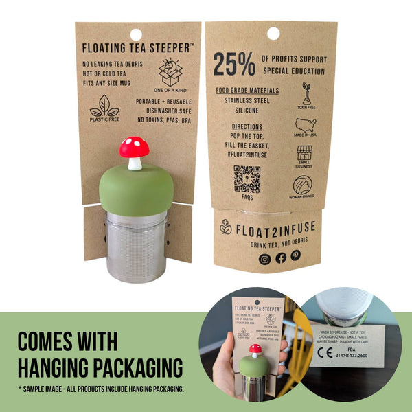Mushroom | Floating Tea Steeper | Green Base | Yellow: Earth Green / Goldenrod Yellow Mushroom