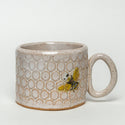 Bee Pattern Handmade Ceramic White 8oz Mug