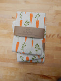 Handprinted Carrot Kitchen Towel, Garden Tea Towel