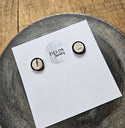 Rustic Studs Birch Bark Inlay Handcrafted Nature | Steel: Silver