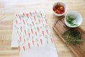 Handprinted Carrot Kitchen Towel, Garden Tea Towel