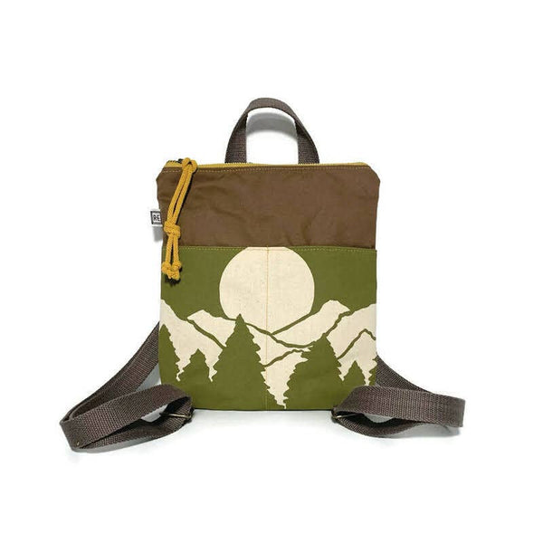 Mini Backpack - Vista // Mountain Print Backpack: Olive