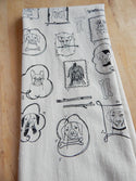 Dog Kitchen Towel, Handprinted Cotton Kitchen Towel