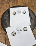 Rustic Studs Birch Bark Inlay Handcrafted Nature | Steel: Silver