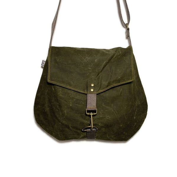 Satchel - Waxed Canvas // Vegan Crossbody Bag: Foliage