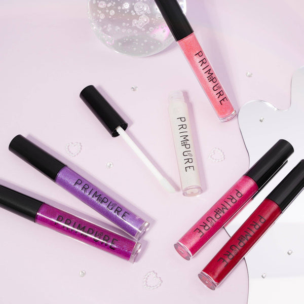 Pure Vegan Lip Glosses: 5 Pack Boxed Set - Baby Pink, Strawberry Pink, Fuchsia, Red, Winter Sparkle