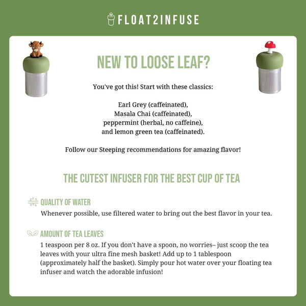Herb Leaf | Floating Tea Steeper | Light Brown Base | Green