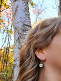 Fun Dangle Earrings | Birch Bark | Wood Hoop Post | Nature : Brown