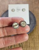 Rustic Studs Birch Bark Inlay Handcrafted Nature | Steel: Silver