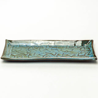 Ginkgo Leaf Pattern Handmade Ceramic Blue Butter Dish