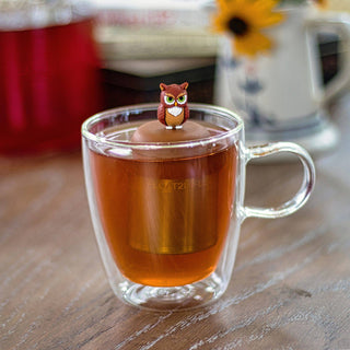 Owl  | Floating Tea Steeper | Light Brown Base | Brown Owl