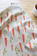 Handprinted Carrot Kitchen Towel, Garden Tea Towel