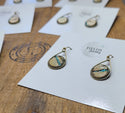 Bronze Birch Bark & Turquoise Dangle Earrings Nature