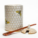 Bee Pattern Handmade Ceramic White Honey Pot / Jar