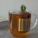 Herb Leaf | Floating Tea Steeper | Light Brown Base | Green