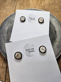 Rustic Studs Birch Bark Inlay Handcrafted Nature | Steel: Black