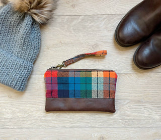Colorful plaid flannel Wristlet