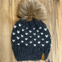 Winter hat: Little Hearts- Charcoal