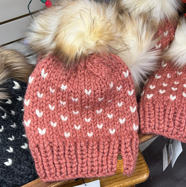 Winter hat: Little Hearts- Pink